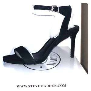 🆕 Steven Madden Black Suede Ankle Strap Heels